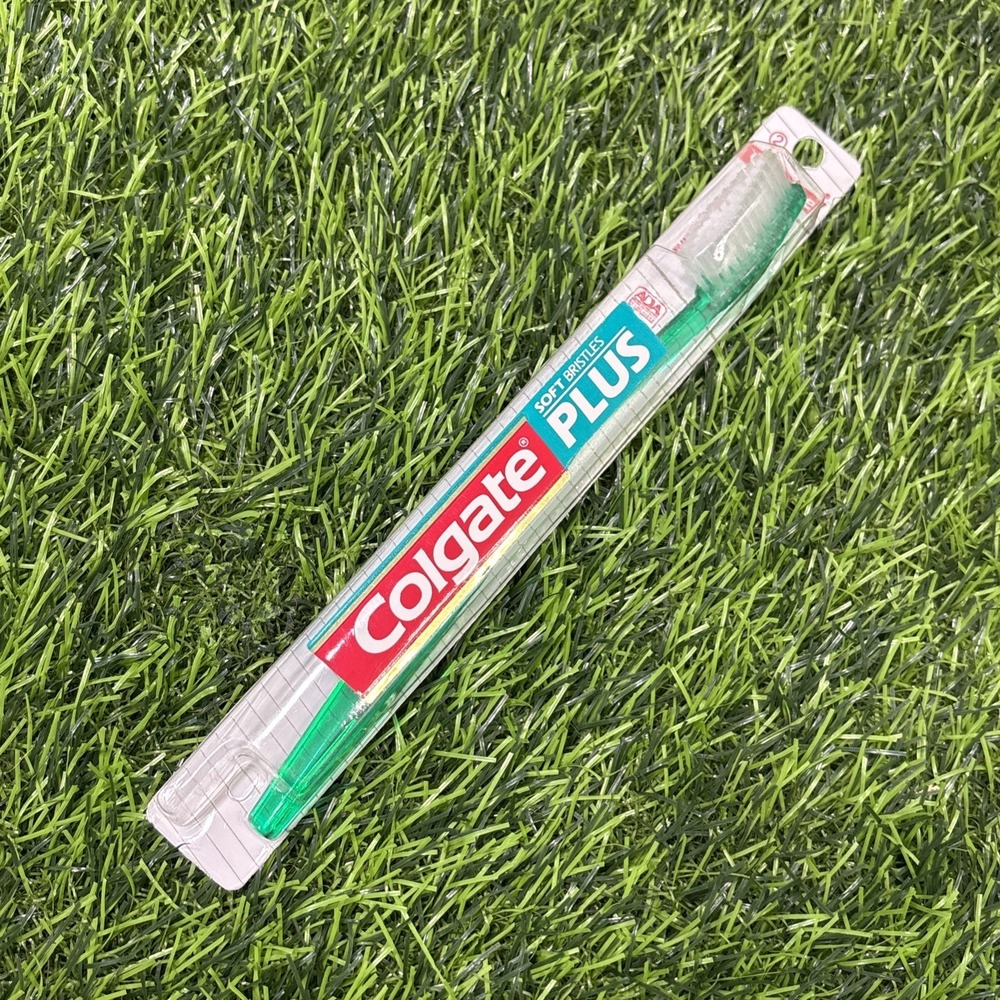 Vintage Colgate Plus Soft Toothbrush Green Handle NOS Sealed ADA Approved